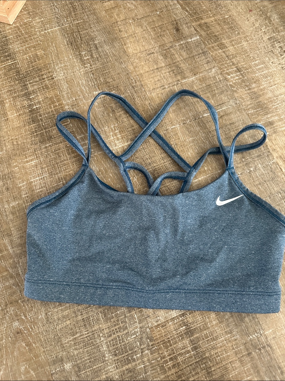 Nike Blue Heather Strappy Sports Bra